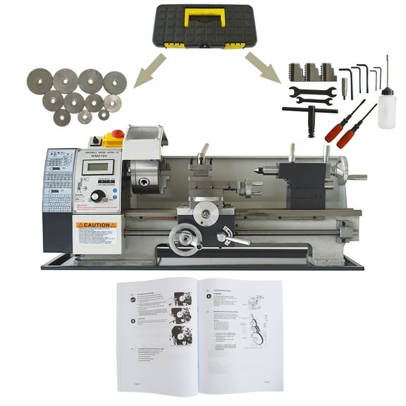 INTSUPERMAI WM210V Mini DIY Metal Bench Lathe 8x16 Inch Variable Speed