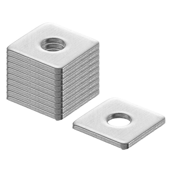 100Pcs 3/8" Square Plate Washer for 1/8" Bolt, 201 Stainless Steel Flat Bearing Plate (0.04" Thick)