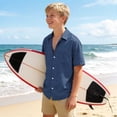 thumbnail image 6 of SERTG Boys Hawaiian Print Short Sleeve Shirt Turndown Collar Button Down Casual Top For Boys 3-15 Years Old Summer Fashion Shirt, 6 of 8