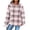 Light pink, variant on Women's Fashion Loose Hooded Pullover Long Sleeve Plaid Sweatshirt with Drawstring Drop Shoulder and Pocket Print,Coffee,2XL