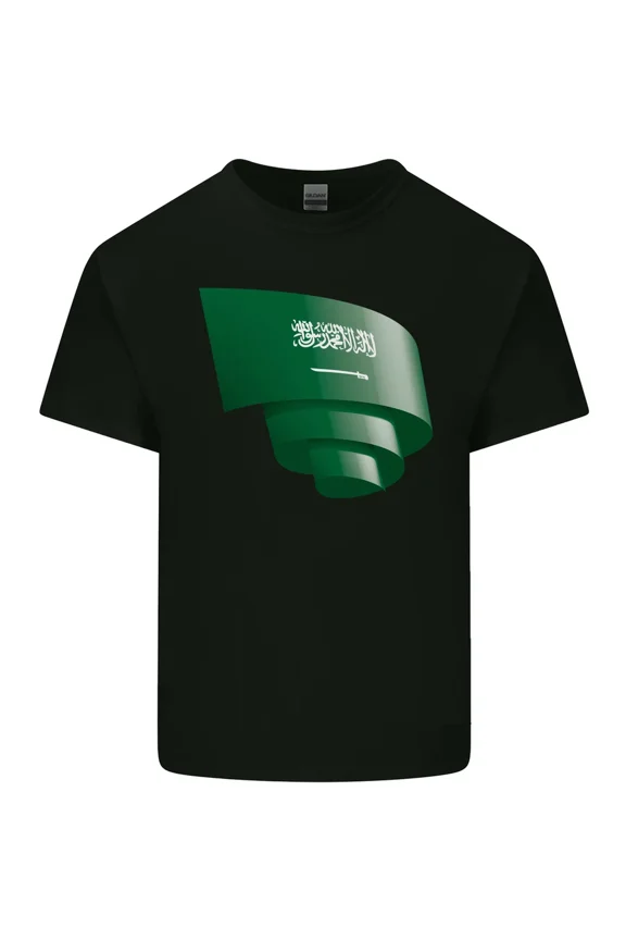 Curled Saudi Arabia Flag Arabian Day Football Soccer Light Cotton Tee,for unisex up to 5XL