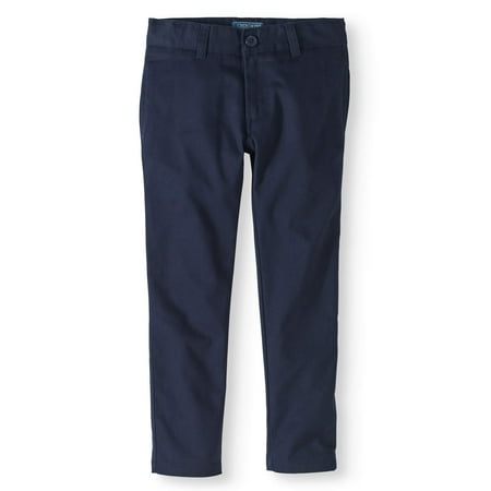 - Boys' School Uniform Twill Modern Fit Pants With Adjustable Waist