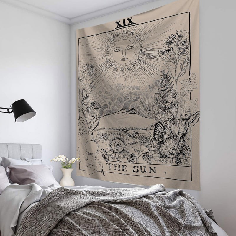 Tarot Tapestry Wall Hanging Magical Moon Sun Bedspread Tapestries Cover Decor 