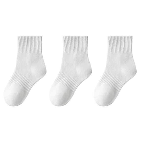 FAIWAD Kids 3 Pairs Ankle Socks Casual Stretchy Classic Solid Color Daily Sports Dance Cotton Mini Crew Socks 3-16Y