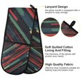 thumbnail image 2 of Yayeee Double Oven Mitt Kitchen Heat Resistant Baking 35" x7" Quilted Glove, Red Abstract Lines, 2 of 6