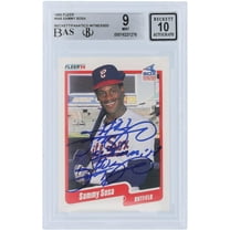 Sammy Sosa Chicago White Sox Autographed 1990 Fleer Series 2 #548 Beckett Fanatics Witnessed Authenticated 9/10 Rookie Card with "Slammin Sammy" Inscription - Fanatics Authentic Certified