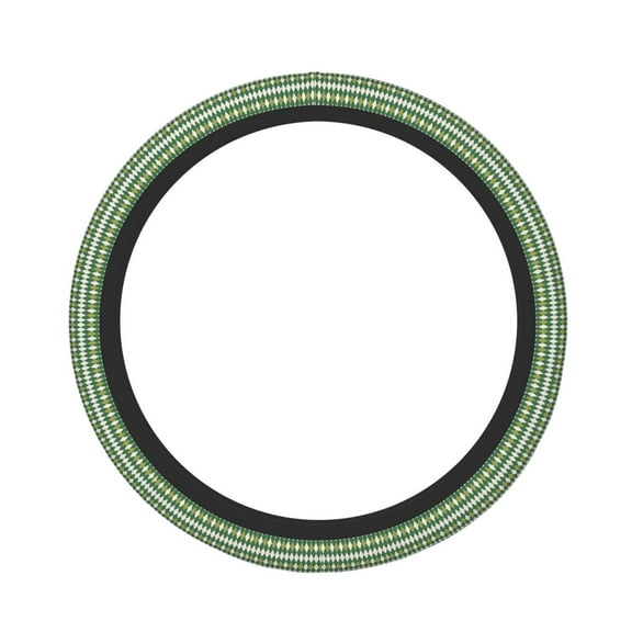 Picia Light Green Squares Car Steering Wheel Cover, Non-Slip, Breathable, Universal 15 inch