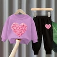 thumbnail image 2 of Mnyotv Heart Printed Sweatsuits Set Long Sleeve Crewneck Top Jogger Pants Fall Winter Outfits for Kid Girls Size 5-6 Years, 2 of 5