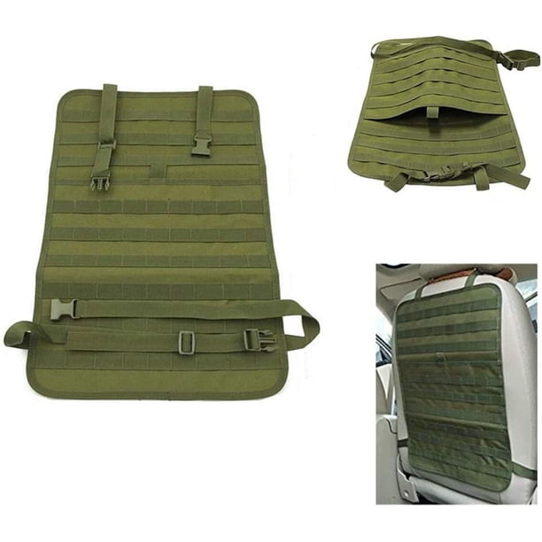 Organizador de respaldo de asiento de coche, protector de asiento de coche táctico Molle para panel de vehículo, ajuste universal (verde)