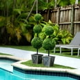 thumbnail image 5 of Nearly Natural Potted Double Ball Boxwood Artificial Topiary Tree - 3' - Clear LED Lights, 5 of 9