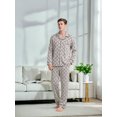 thumbnail image 4 of CHAOJISHE Men's Sleepwear Mens Long Sleeve Pajama Set Sleepwear Comfy Loungewear Lightweight Button Down Nightwear with Pants color GRAY，size：L, 4 of 8