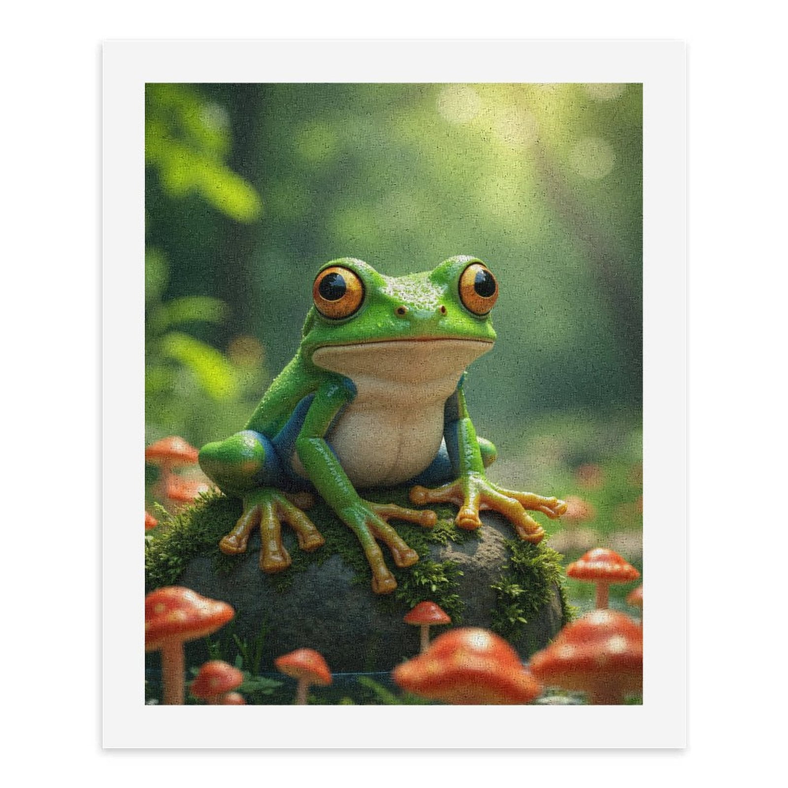 Paint by Numbers Kit for Adults, Frog On Mossy Rock With Mushrooms Paint by Numbers, Easy Paint by Numbers Kit for Adults Beginner, DIY Adult Paint by Number Kits on Canvas, 12x16in Home Decor
