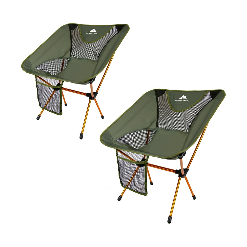 Ozark Trail Himont Compact Camp Lite Chair Set - 2 pack, Sea Turtle and Orange