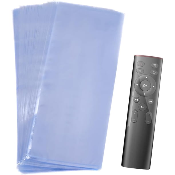 100 bolsas de plástico retráctil para control remoto, transparentes, con sellado térmico, de 10 x 4 pulgadas, impermeables, rectangulares y a prueba de polvo.