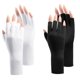 thumbnail image 1 of Xiao Hua 2 pares de guantes de protección solar para mujer, resistentes a los rayos UV, para pantalla táctil, verano, blanco y negro, 1 of 5