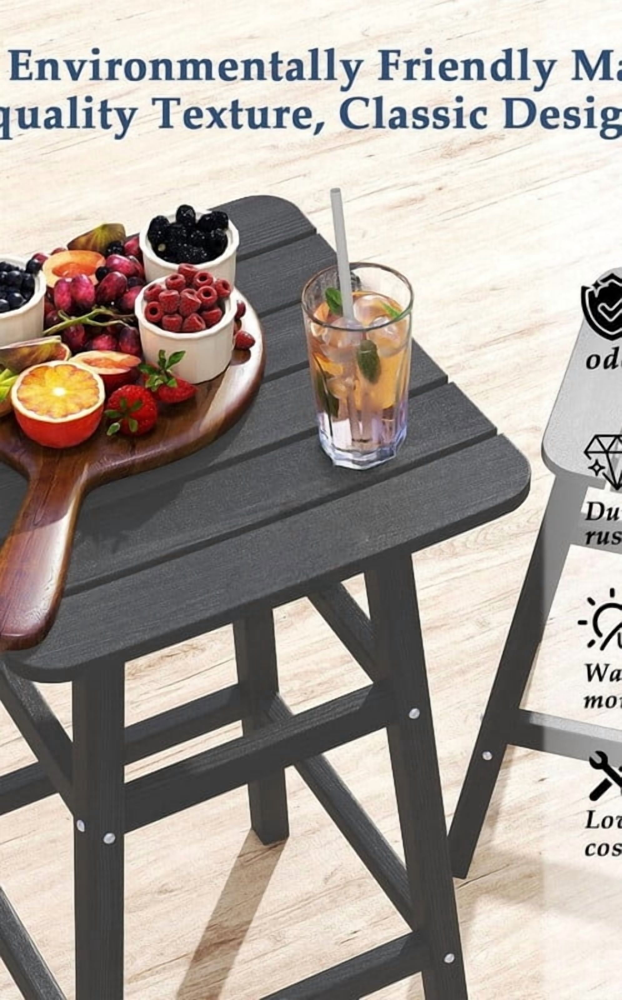 Outdoor Bar Table, HDPE Patio Bar Table, All Weather Height Patio Tables, Outdoor Bar Height Table, Tall Bistro Pub Table for Outside Deck, Porch