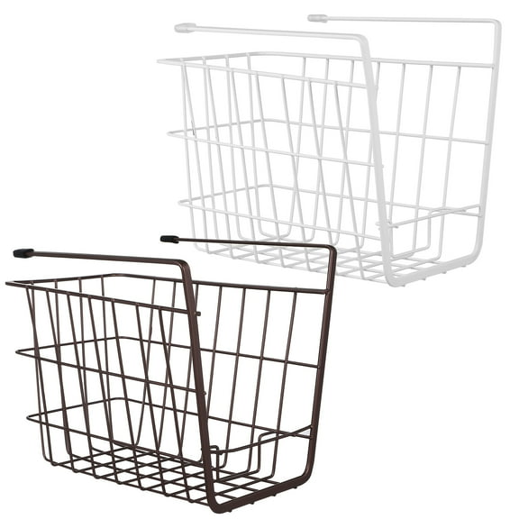 Amosfun 2-Pack Under Shelf Storage Baskets, Iron Wire Organizer for Kitchen, Bathroom, Wardrobe, Cabinet Space Saver