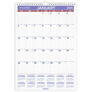 AT-A-GLANCE 2025 Monthly Wall Calendar Medium 12 x 17 - Monthly Wall Calendars