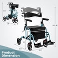 thumbnail image 3 of Giantex Déambulateur à Roulettes Pliant 2 en 1, Fauteuil Roulant Portable avec Hauteur Ajustable, Bleu Marine, 3 of 6