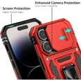 thumbnail image 3 of for iPhone 14 Pro Case with Slide Camera Cover Drop Tested Military Grade Heavy Duty Protective Durable Sturdy Rotate Ring Kickstand Phone Case for iPhone 14 Pro(Red), 3 of 14