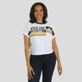 thumbnail image 4 of Women's WEAR by Erin Andrews White Pittsburgh Steelers Cropped Center Stripe Dolman T-Shirt, 4 of 6