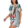 thumbnail image 3 of Womens Pajama Sets With Pocket, Cute Alpaca USA Flag Lounge Sets Short Sleeve Sleepwear PJ Sets for Women, 3 of 6