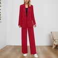 thumbnail image 2 of Lounge Sets for Women, Women's Elegant Slim Fit And Wide Leg Pants Suit Set Business Formal Outfit Two Piece Trousers, Suits(Wine,5XL), 2 of 8