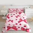 thumbnail image 2 of Homewish Girly Pink Ribbon Bedding Comforter Set, Kawaii Princess Cartoon Twin Comforter Sets, Cute Red Cherry Fruit Reversible Bedding Set, Microfiber Bedroom Decor, 2-Piece, 2 of 8