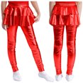thumbnail image 1 of TiaoBug Leggings Métalliques Brillants à Volants Jupe-Short Jazz Hip Hop Danse Performance Rouge 6, 1 of 7
