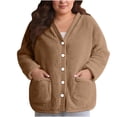 thumbnail image 5 of Women Fuzzy Fleece Jacket Sherpa V-neck Button Down Long Sleeve Winter Coat Plush Warm Sleepwear with Pockets, 5 of 8
