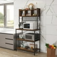 thumbnail image 4 of Zimtown 5 Tiers Bakers Rack Industrial Kitchen Island Microwave Oven Cart Coffee Bar Stand with Storage Shelves & 10 S-Hooks, Rustic Brown Finish, 4 of 11
