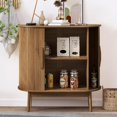 thumbnail image 3 of Small Sideboard Buffet Cabinet with Storage, Sliding Doors, 31" Wood Narrow Accent Storage Cabinet, Modern Buffet Table Coffee Bar Cabinet for Kitchen, Living Room (Walnut), 3 of 7