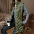 thumbnail image 6 of WTOBBY Women's Long Quilted Sleeveless Vest, Lightweight Zip Up Padded Gilet, Solid Color Warm Outerwear, Fashion Insulated Tank, Perfect for Layering in Cold Weather,Army Green L, 6 of 8