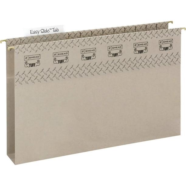 Smead TUFF Hanging Box Bottom Folders with Easy Slide Tab, Steel Gray