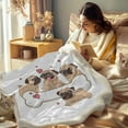 thumbnail image 3 of Pug Sherpa Blanket for Kids Girls Boys, Puppy Dog Print Fleece Throw Blanket White, Pug Heart Plush Bed Blankets Cozy Bedding Blanket (Twin 60"x80"), 3 of 6