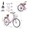 thumbnail image 2 of Ktaxon 26 Inch Folding Beach Cruiser Bike, 7 Speed Womens Bike with Foldable Basket, Lock & Rack, Pink, 2 of 8