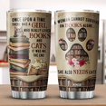 thumbnail image 1 of Athenstics A Woman Cannot Survive On Books Alone Tumbler Reading Design Librarians Vintage Styles Stainless Steel Tumblers Cat Lover Gifts For Girls Books Insulated Pet Coffee Mugs, 1 of 6