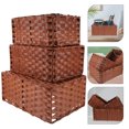 thumbnail image 4 of 3pcs Woven Storage Basket Tabletop Imitation Rattan Woven Basket for Stationery Makeup Book Food, 4 of 8