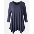 thumbnail image 3 of LARACE Womens Plus Size Tunic Top Long 3/4 Roll Sleeve Shirts Dressy Casual Round Neck Blouse GrayishPurple 2X, 3 of 7