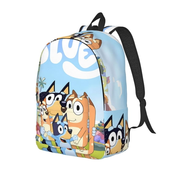 Kowoue Bluey Pattern Canvas Backpack – Student Double Shoulder Bag, Durable & Lightweight Canvas School & Outdoor Backpack-Small
