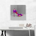 thumbnail image 3 of ARTCANVAS Purple Modern High Heels Shoe Stiletto Flower Pattern Canvas Art Print - Size: 18" x 18" (1.50" Deep), 3 of 9