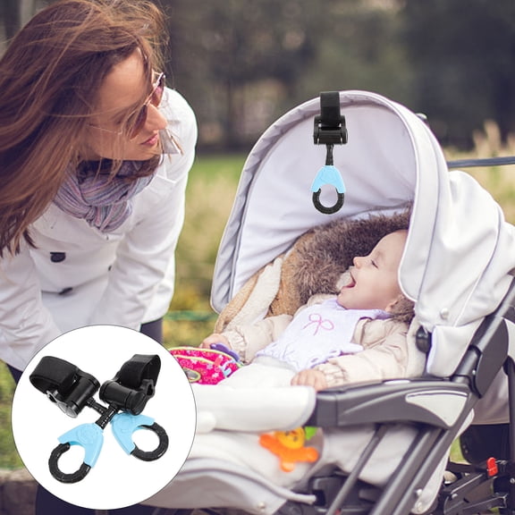 WHAMVOX Stroller Hook for Shopping 2Pcs Blue ABS Hanging Universal Stroller Hooks for Parents Cyclists