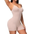 thumbnail image 4 of Lu's Chic Women's Tummy Control Shapewear Bodysuit Seamless Butt Lifter Hip Enhancer Mid Thigh Slimmer Push Up Open Crotch Full Body Shaper Camisole Boyshorts Backless Spaghetti Strap Nude Small, 4 of 5