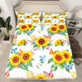 thumbnail image 2 of Manfei Teens Rustic Sunflower Queen Sheet Sets, Kawaii Farmhouse Butterfly Moth Flat Sheet, White Yellow Queen Fitted Sheet, Luxury Bedroom Decor, 4-Piece, 2 of 7