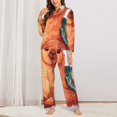 thumbnail image 2 of Lsque Cozy Knitting Llama Pattern Long Sleeve Pajama Set for Women - Soft 2-Piece Sleepwear and Loungewear Set with Pockets, Comfy Nightwear-Large, 2 of 7