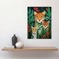 thumbnail image 4 of Leopard Family Wildlife Portrait Oil Painting Orange Red Green Jungle Landscape Kids Bedroom Large Wall Art Poster Print Thick Paper 18X24 Inch, 4 of 5