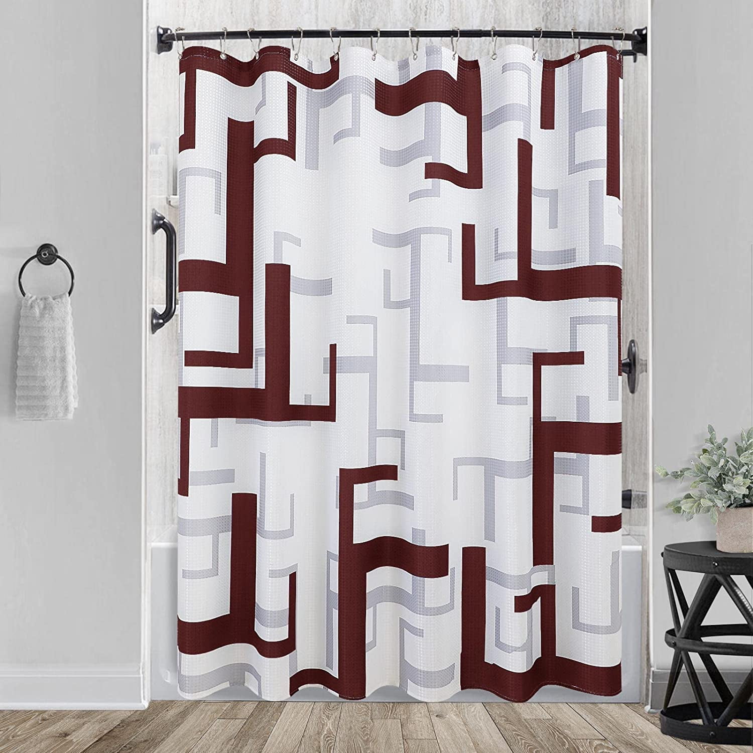 Burgundy Shower Curtain for Bathroom Simple Classy Neutral Contemporary