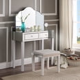thumbnail image 1 of Inspired Home Alexandria 3-Piece Mirrored Vanity Set with Trifold Mirror, White, 1 of 8