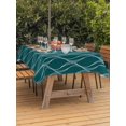 thumbnail image 3 of Outdoor Tablecloth with Umbrella Hole for Patio/Picnic/Party/Camping, Teal Green Moire Waves Waterproof Table Cloth Rectangle Table Cover Washable, Modern Abstract Art Geometric (54"x 80"), 3 of 8