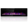 thumbnail image 1 of Chimenea eléctrica eléctrica de 60 pulgadas empotrada y montada en la pared, calentador de chimenea y chimenea lineal, con temporizador, control remoto, color de llama ajustable, 750 W/1500 W, negro, 1 of 5